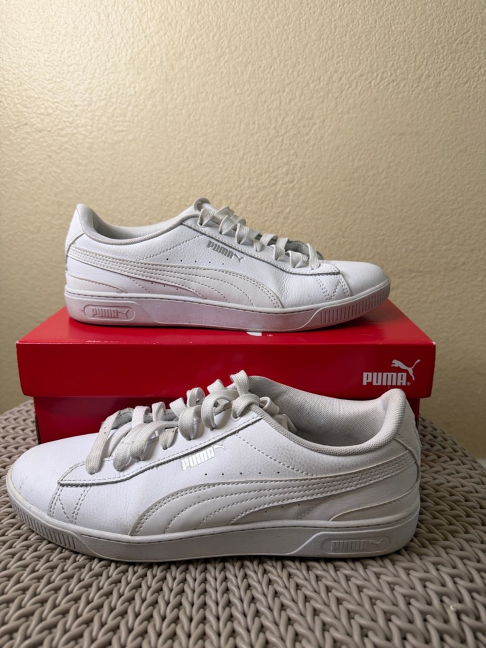 Puma White Low-Top Leather Trainers